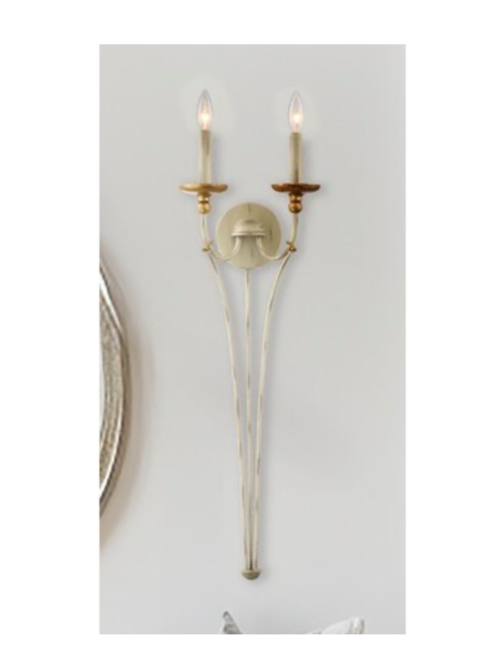 Pair of Minka Lavery Westchester Double Light Wall Sconces Cream & Gold